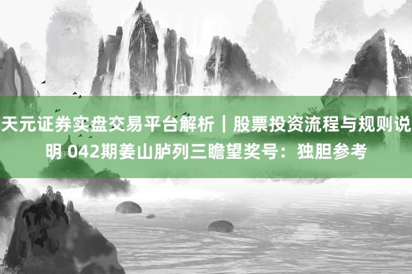 天元证券实盘交易平台解析｜股票投资流程与规则说明 042期姜山胪列三瞻望奖号：独胆参考