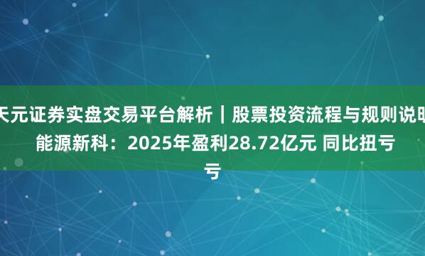 天元证券实盘交易平台解析｜股票投资流程与规则说明 能源新科：2025年盈利28.72亿元 同比扭亏