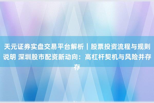 天元证券实盘交易平台解析｜股票投资流程与规则说明 深圳股市配资新动向：高杠杆契机与风险并存