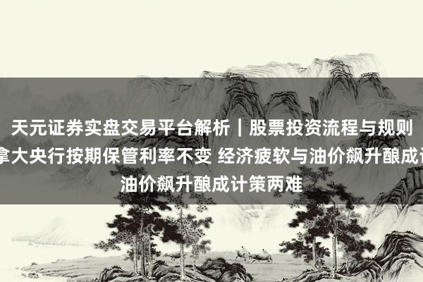 天元证券实盘交易平台解析｜股票投资流程与规则说明 加拿大央行按期保管利率不变 经济疲软与油价飙升酿成计策两难